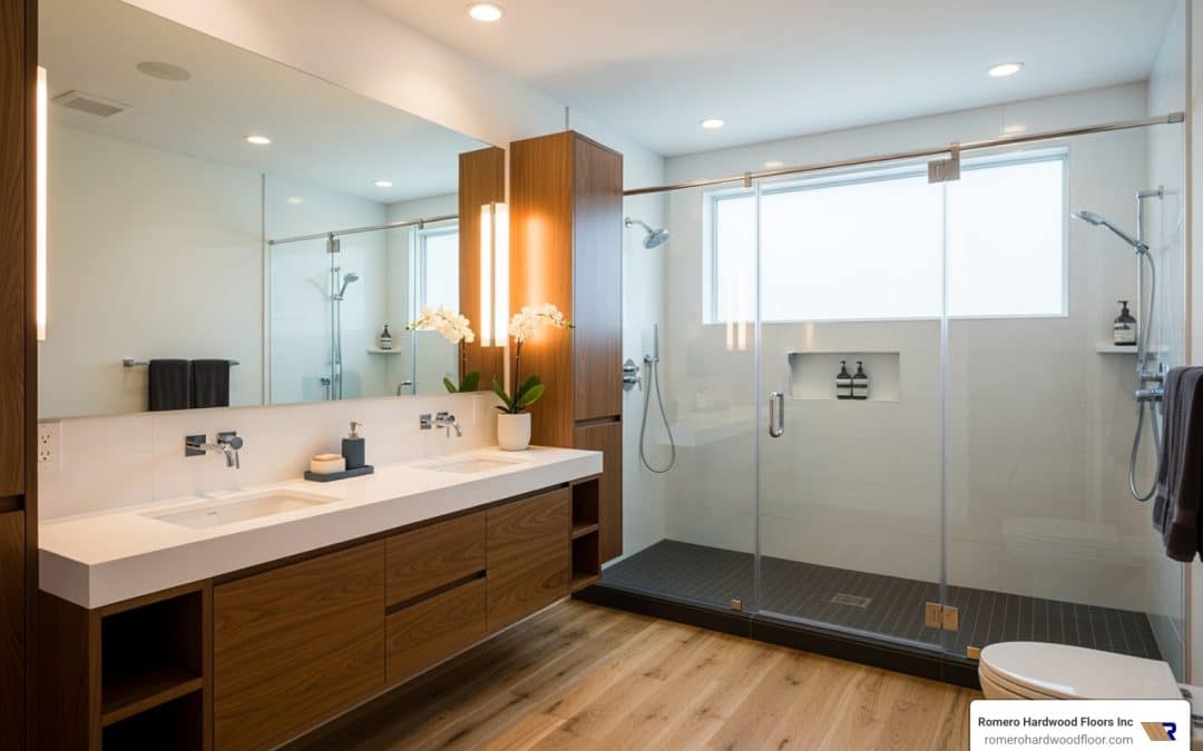 Bathroom Flooring Face-Off: Engineered Hardwood vs. Traditional Tile