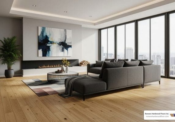 Diagonal wood floor layout
